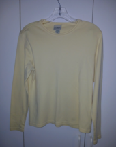 L.L. B EAN Ladies Pale Yellow Soft Knit Ls PULLOVER-COTTON/POLY-BARELY Worn - £6.79 GBP