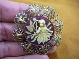 (cs42-20) Cherub BUTTERFLY angel CAMEO jewelry brass Pin pendant love AN... - $407.14 MXN