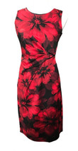 Enfocus Dress Waist Slimming  Red/Black Sleevless Sz4 Large Floral Print NWT - £21.73 GBP