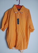 Celebrity Brand Mens 3XL  Orange White Pin Stripe Short Sleeve Button Sh... - $262.42 MXN