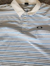 Oakley Golf Polo Shirt Xl Blue Stripe Snug Excellent Euc - £7.82 GBP