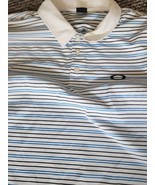 OAKLEY GOLF POLO SHIRT XL BLUE STRIPE SNUG EXCELLENT EUC - £7.85 GBP