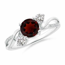 ANGARA Garnet and Diamond Twisted Vine Ring for Women, Girls in 14K Solid Gold - £932.71 GBP