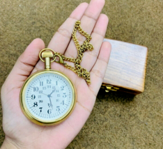 Vintage Brass Pocket Watch with Wooden Box Antique Pocket Watch Men Wome... - £26.08 GBP