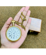 Vintage Brass Pocket Watch with Wooden Box Antique Pocket Watch Men Women Gift - $32.63