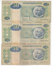 Angola, 50 Kwanzas, (Lotto Di 3) Banconote Della Banca Nazionale D'Angola - $11.31