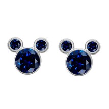 !! Xmas Gift !! Simulated Blue Sapphire 925 Silver Mickey Mouse Stud Earrings - £22.48 GBP