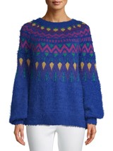 Time And Tru Women&#39;s Fair Isle Pullover Sweater Small (4-6) Royal Spice Combo - £21.29 GBP