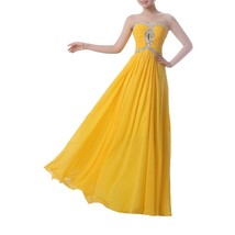 Kivary Women&#39;s Sweetheart Beaded A Line Chiffon Key-hole Long Prom Bridesmaid Ev - £87.04 GBP