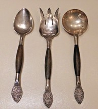 Superb Vintage Silver Serving And Fork With Wood Handle And Engraved Filigree - $129.00