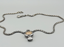 Oxidized Silver-Tone Woven Chain Necklace With Pendant 17&quot;-19&quot; - $257.31 MXN