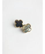 Demi Quatrefoil Motif Gold and Gray Mother of Pearl Earrings - $35.00