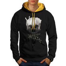 Wellcoda Skull Cannabis Pot Mens Contrast Hoodie, Scary Casual Jumper - £31.46 GBP