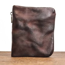 Vegetable Tanned Head Layer Cowhide Purse Men&#39;s Hand-rubbed Color Genuine Leathe - £93.99 GBP