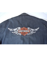 Vtg Harley Davidson Embroidered Black Denim Biker Jacket Size XL Cannery... - $37.40