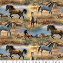 David Textiles Prairie Horses Precut Sewing Fabric 1 Yd X 44-In Cotton Quilt NWT - £13.50 GBP