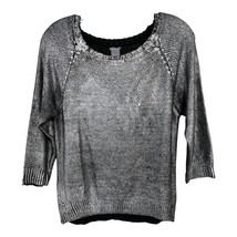 Charlotte Russe Women’s Metallic Knit Sweater XL – Silver Black – Early ... - $463.86 MXN