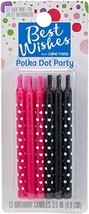 Signature Brands Best Wishes by Cake Mate Birthday Candles 12/Pkg-Polka Dot Part - £5.49 GBP