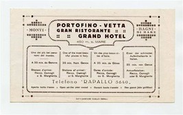 Portofino Vette Gran Ristorante Grand Hotel Brochure Genoa Italy Panoram... - £21.67 GBP