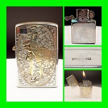 Stunning Vintage Sterling Silver Case With Geisha Girl Zippo Insert Pat. 2517191 - £215.74 GBP