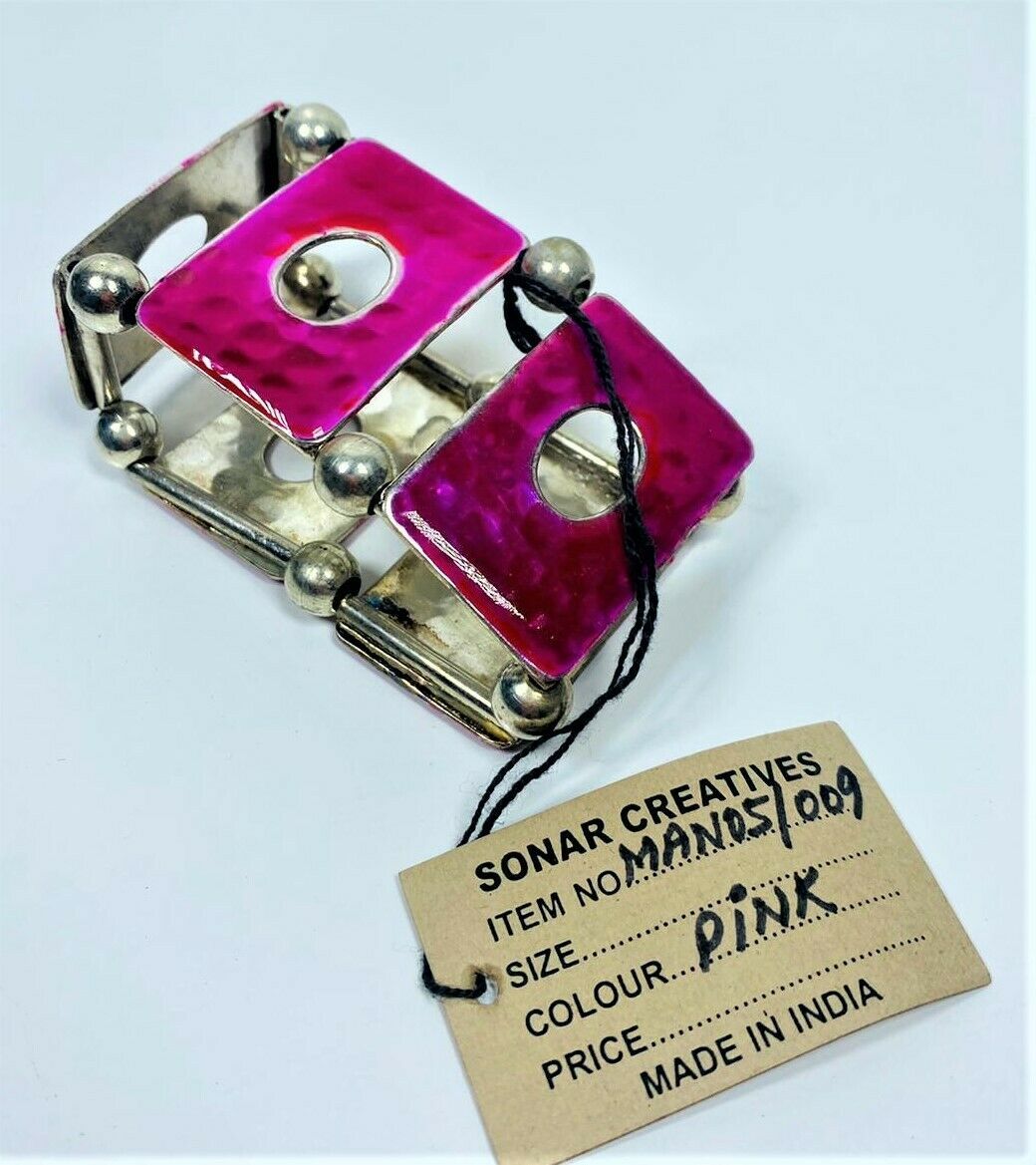 Lot of 2 Sonar Creative Napkin Rings in Big Pink Square Design - $8.89