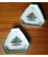 Set of 2 Spode Christmas Tree S3324 I  - 5&quot; Triangular Dishes Tree &amp; Pre... - £11.34 GBP