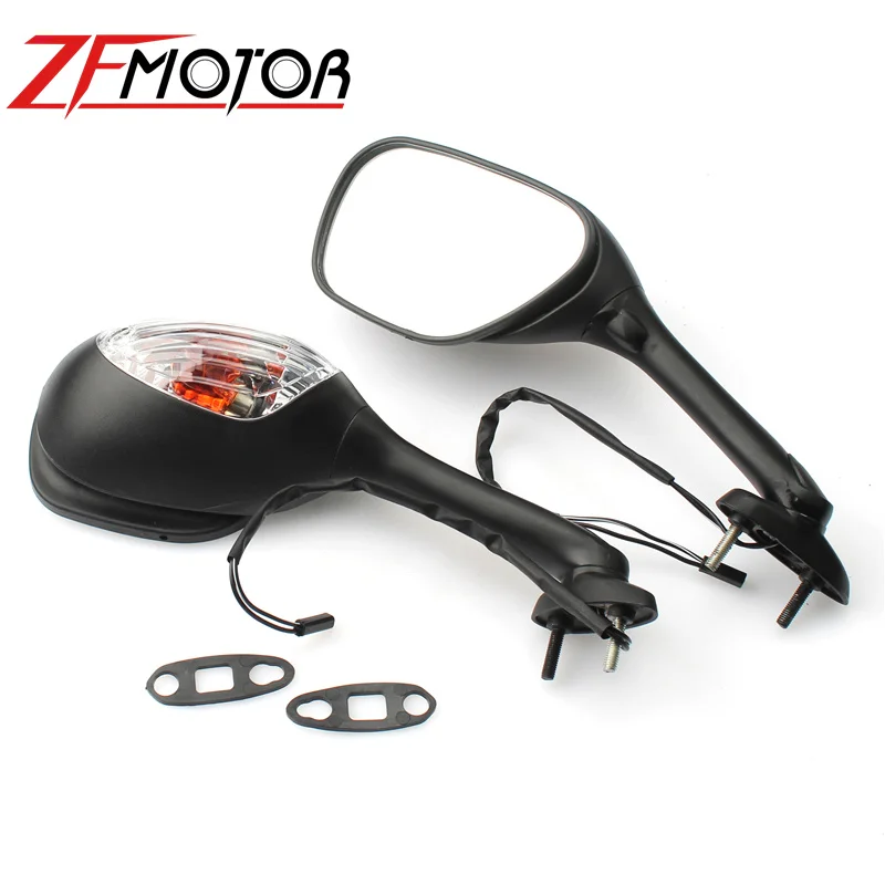 Motorcycle Rearview Rear View Side Mirrors with LED Turn Signal Light   GSXR 600 - £166.48 GBP
