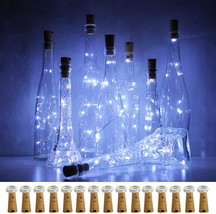 Wine Bottle Lights with Cork 15 Pack Battery Operated 10 LED Cork Shape Silver W - £25.84 GBP