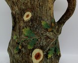 Antique German Joseph Holdcroft Majolica Oak Tree Bark Pitcher Lizzie Sc... - $792.00