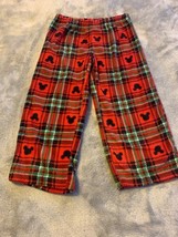 Size 4 Disney Mickey Mouse Head Red Green Black Plaid Holiday Pajama Pants New - $12.00