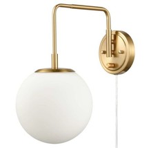 Plug-in Wall Sconce Opal Glass Globe Swing Arm Wall Sconce with On/Off Switch - £67.62 GBP