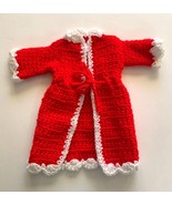 Vintage Handmade HOMEMADE Doll Cardigan Sweater Knitted 16 20 in Red whi... - $19.79