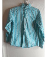Blue white striped Arizona Jean Co cotton Long sleeve Shirt Size L - $238.84 MXN