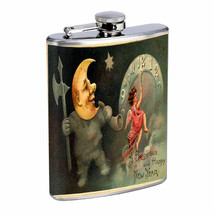 Vintage New Years Eve D3 Flask 8oz Stainless Steel Hip Drinking Whiskey - £11.61 GBP