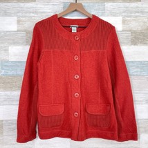 Laura Ashley Wool Sweater Jacket Orange Button Up Ribbed Casual Womens M... - £23.73 GBP