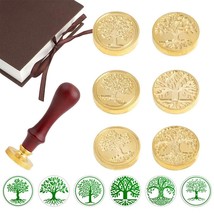 Wax Seal Stamp Gift Box Set 6 Pcs Sealing Wax Stamps Copper Seals With 1... - $24.69