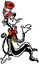 New Dr Seuss Cat In The Hat Sitting Counted Cross Stitch Pattern Chart - £2.33 GBP
