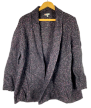 Talbots Size 1X Cardigan Sweater Marled Purple Black Open Front Wool Sil... - £44.59 GBP