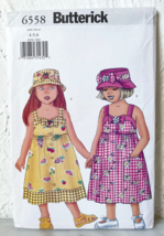Butterick Toddlers Sundress Hat Sewing Pattern #6558 Kids' Sizes 4-5-6 Uncut - $9.45