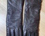 Size 6 1/2 NEW Bloomingdale&#39;s Brown Leather Gloves with Cashmere Lining ... - £31.69 GBP