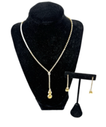 Vintage Rhinestone &amp; Citron Necklace &amp; Earrings Set Drop Dangle Crystal - €33,68 EUR