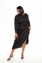 Black Asymmetrical Sweater Dress With Waterfall Ruffle_ - £47.16 GBP