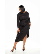 Black Asymmetrical Sweater Dress With Waterfall Ruffle_ - $59.00