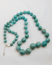 Vintage Composite Turquoise Graduated Bead Necklace 26.5&quot; - £23.91 GBP