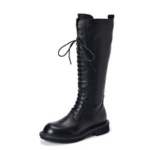 Genuine Leather Long Boots Women Shoes Zip New Autumn Winter Handmade Round Toe  - £150.53 GBP