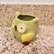 Green Owl Planter with Succulent, Ceramic Bird Plant Pot with live plant image 3