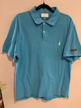 JOHNNIE-O Surf Polo Shirt-Alcatraz Outlaws Blue Cotton S/S Mens EUC Large - $8.79