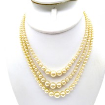 Vintage Triple Strand Faux Pearl Choker Necklace, Classic Graduated Multi Strand - £29.69 GBP