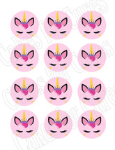 Unicorn face edible party cupcake toppers cupcake image sheet 12/sheet - £7.98 GBP