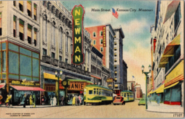 Vtg Postcard Main Street, Kansas City Missouri, Newman Theater, Street Car - £6.60 GBP